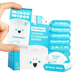 Compact Travel Flushable Wipes for Sensitive Skin - 99.5% Water and Aloe - 8 Pack 48 Wipes