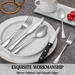 MUTNITT Stainless Steel Silverware Set for 4 with Steak Knives, Dishwasher Safe, Mirror Polished Cutlery Utensil Set
