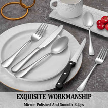 MUTNITT Silverware Set with Steak Knives Service for 4,Stainless Steel Flatware, Mirror Polished Cutlery Utensil Set for Home Kitchen Eating Tableware, Include Fork Knife Spoon, Dishwasher Safe