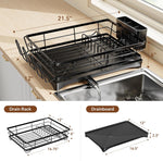 Stainless Steel Dish Rack with Cutlery Holder and Cup Holders for Kitchen Counter
