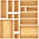 Bamboo Drawer Organizer Set for Kitchen, Bathroom, Office, and Makeup