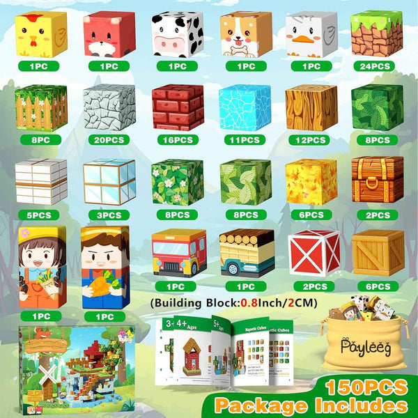 Payleeg magnetic blocks forest animals set, 5-7, 8-12 pieces for kids, STEM montessori sensory toys, travel outdoor gifts