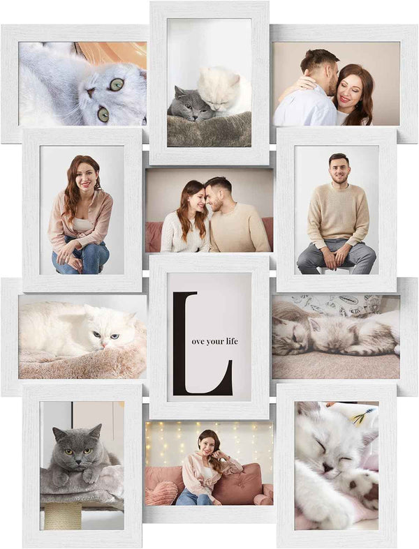 SONGMICS Collage Picture Frames, 4x6 for Wall Decor Set of 12, Multi Family Photo for Gallery Decor, Hanging Display, Assembly Required, Christmas Gift, Ink Black URPF26BK