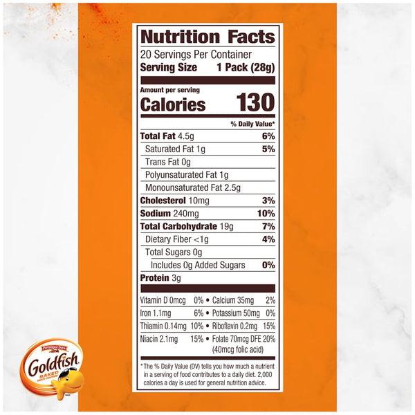 Goldfish Cheddar Cheese Crackers, 20 Count Box, 1 oz On-the-Go Snack Packs
