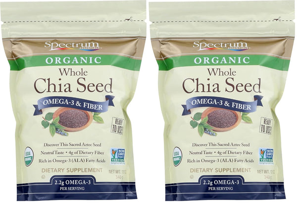 Spectrum Essentials Organic Chia Seed, Omega-3 & Fiber, 12 oz