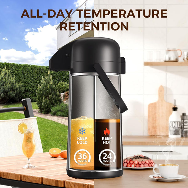 Large capacity stainless steel coffee carafe for hot drinks and tea