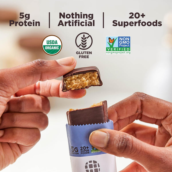 Organic Mini Chocolate Covered Peanut Butter Protein Bars, 18 Count, 1.05 Ounce Each