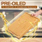 Extra Large Bamboo Cutting Board with Juice Groove and Handles for Kitchen