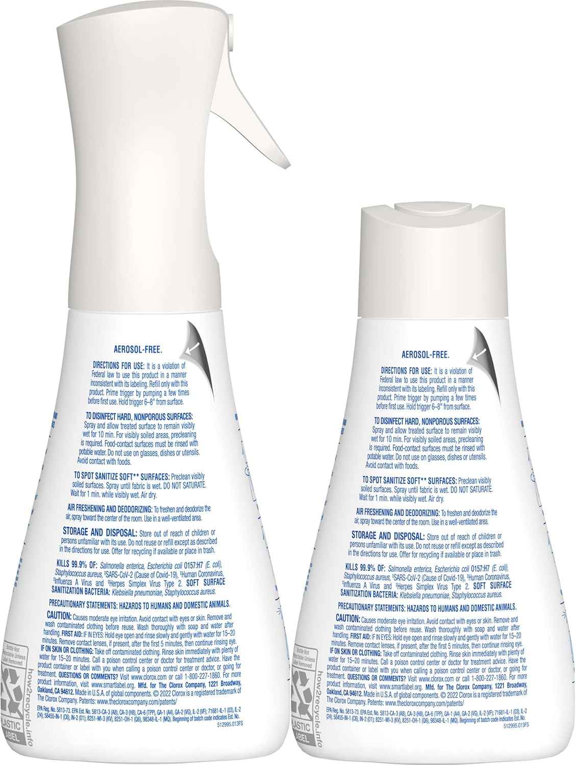 Clorox Disinfecting Mist, Eucalyptus Peppermint, Household Essentials, 1 Spray and 1 Refill, 16 oz Each