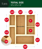5-piece bamboo drawer organizer set for multi-use storage