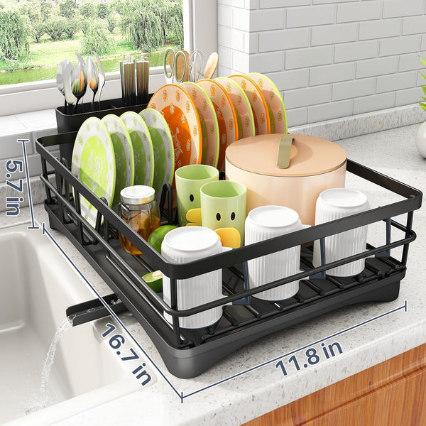 Large capacity dish drying rack with rust resistant material