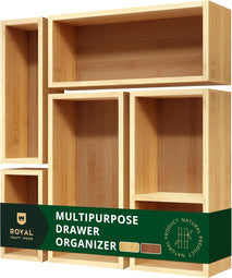 5-piece bamboo drawer organizer set for multi-use storage