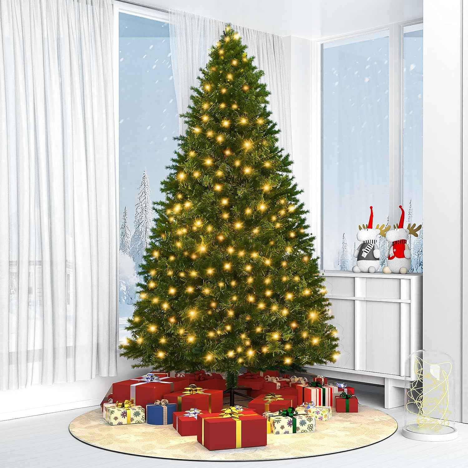 LEVELEVE Premium Pre-Lit 6FT Classic Artificial Holiday Christmas Tree w/1,000 Branch Tips,250 LED Lights for Home,Office,Party Decoration