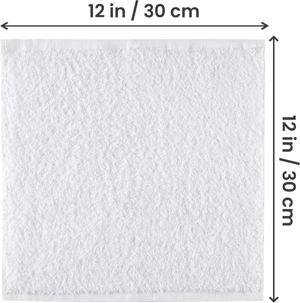 utopia 24 pack cotton washcloths set, 100% ring spun cotton, premium quality flannel face cloths, highly absorbent and soft feel fingertip towels, white