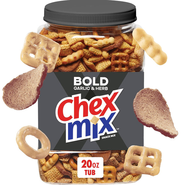 Chex Mix Traditional Original Recipe Snack Mix, 20 oz tub, Salty Snacks