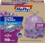 Hefty Ultra Strong 13 Gallon Trash Bags, Tall Kitchen Trash Bags 13 Gallon Size, Resist Leaks, Punctures, and Rips, Continuous Odor Control, White, Fabuloso Lavender Scent, 80 Bags