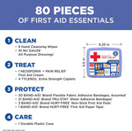 BAND-AID Brand Travel Ready Portable Emergency First Aid Kit, Minor Wound Care, Perfect for Home, Car, Camping, Travel & Outdoor Essentials, Supplies Include Bandages, Neosporin & Tylenol, 80 Piece