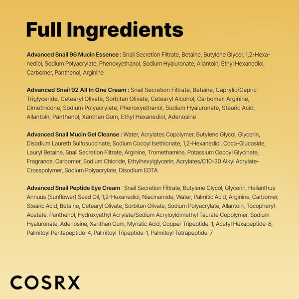 cosrx all about snail mucin korean skincare travel essentials set mini gift moisturizing kit