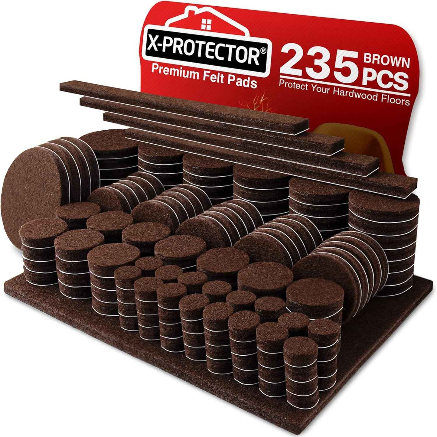 Felt Furniture Pads X-PROTECTOR 133 PCS Premium Furniture Pads - Felt Pads Furniture Feet Best Wood Floor Protectors - Protect Your Hardwood & Laminate Flooring! Brown and Beige