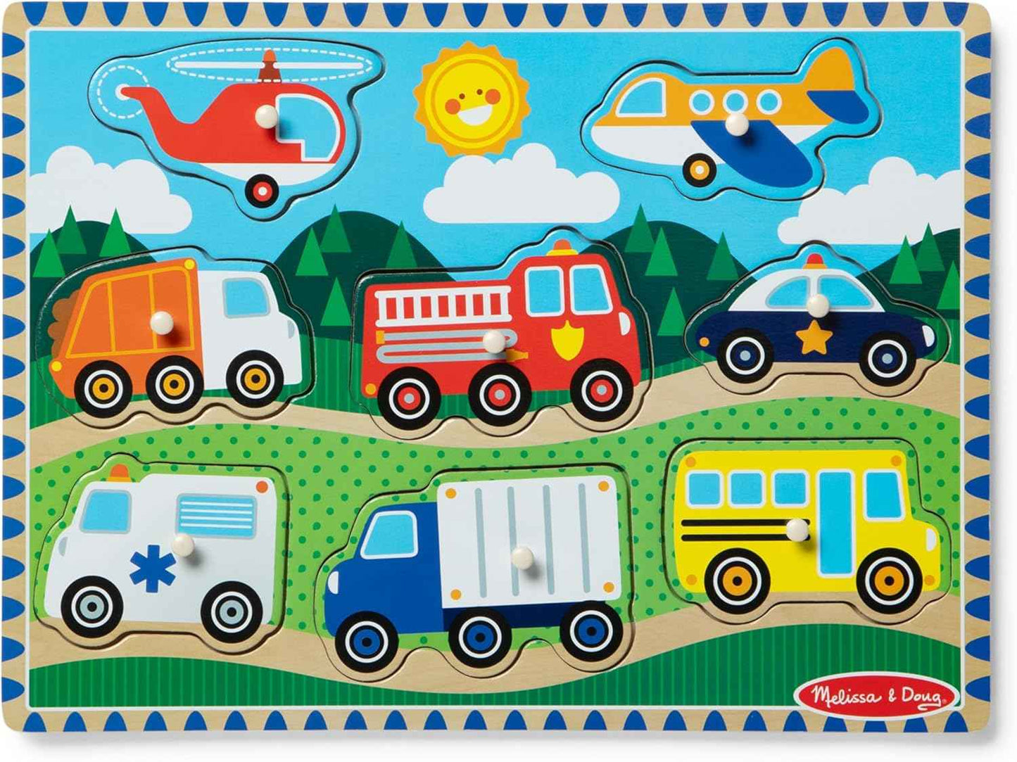 Melissa & Doug Vehicles Wooden Peg Puzzle (8 pcs)