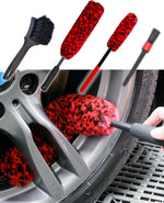 4-pack long handle wheel brush kit for cleaning wheel and tire with soft and stiff brushes