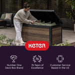 Keter City 30 Gallon Resin Outdoor Storage Box and Patio Furniture Side Table
