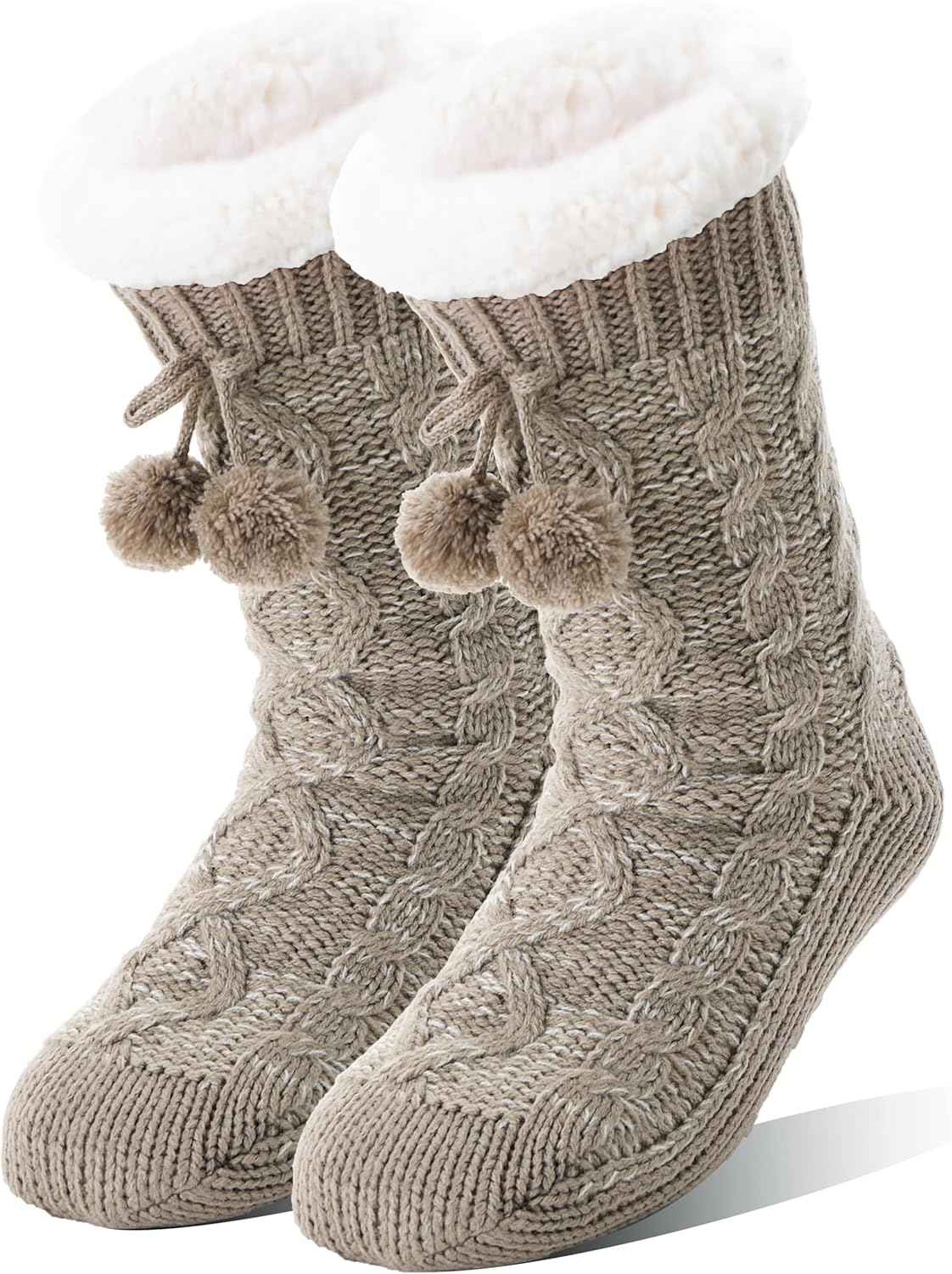 Womens Slipper Fuzzy Grips Socks Fluffy Winter Warm Thick Thermal Cozy Plush Non Slip Cabin Soft Fleece Socks | Warm, Cozy, Non Slip, Fluffy, Soft, Plush, Fleece, Thermal, Thick, Winter