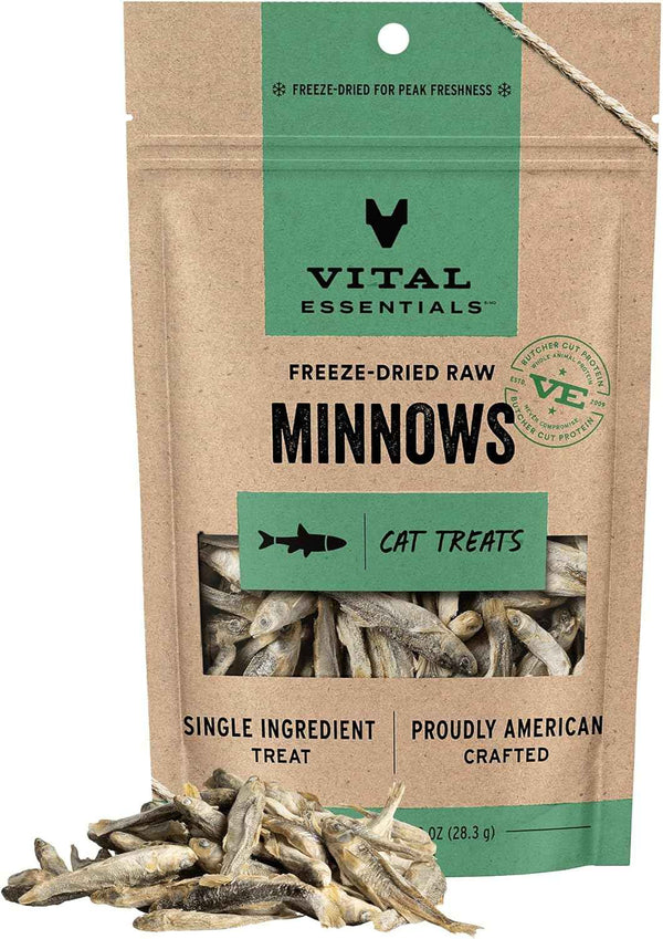 Vital Essentials Minnows Cat Treats, 0.5 oz | Freeze-Dried Raw | Single Ingredient | Grain Free, Gluten Free, Filler Free