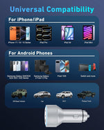 67W 3-Port Fast USB C Car Charger Power Adapter for iPhone and iPad