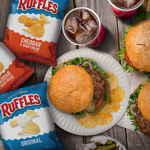 Ruffles Potato Chips Variety Pack, 40 Count, Assorted Flavors