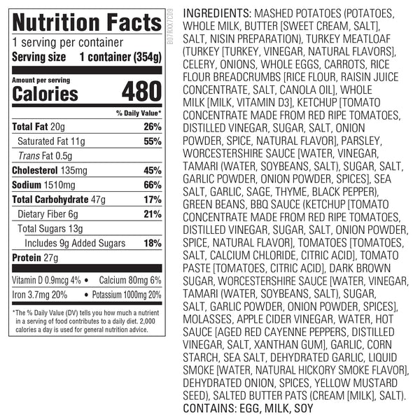 Amazon Kitchen, Turkey Meatloaf with BBQ Sauce, Single Serve Meal, 12.5 Oz