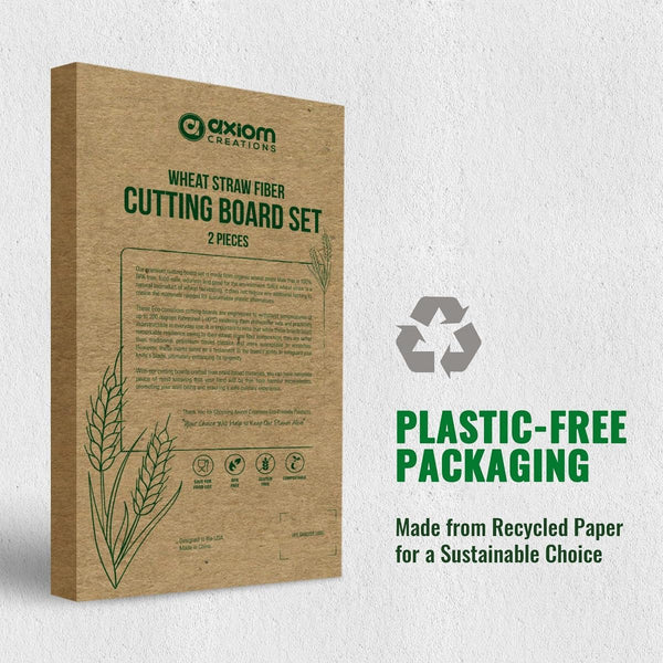 2-Piece Reversible Cutting Board Set Made with Natural Wheat Straw Fiber