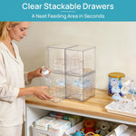 Vtopmart 7.6" Clear Stackable Storage Drawers, 4 Pack Plastic Organizers for Home Organization