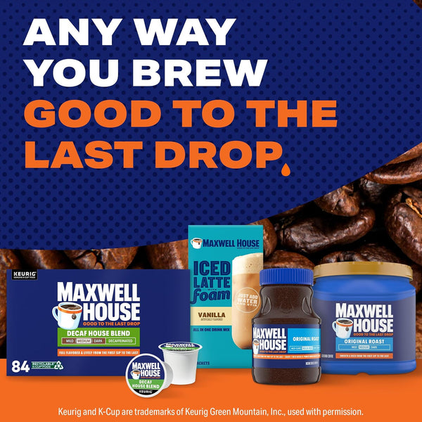 Maxwell House Decaf House Blend Medium Roast K-Cup Coffee Pods, 84-count box