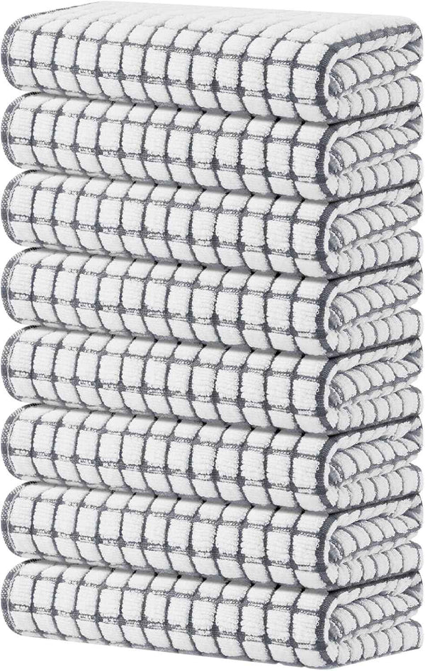 Kitinjoy Cotton 8 Pack Terry Kitchen Dish Cloths, 12 x 12 Inches Super Soft and Absorbent Dish Rags, Quick Drying Dish Towels for Washing Dishes, Mixed Color