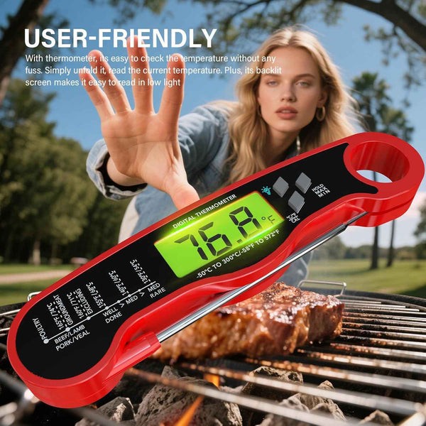 Meat Thermometer Digital - Instant Read Waterproof Food Thermometer with Backlight for Cooking, Grill, and Kitchen
