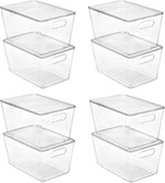 Vtopmart 6 Pack Clear Stackable Storage Bins with Lids, Medium Plastic Containers with Handle for Pantry Organizer and Storage,Perfect for Kitchen,Fridge,Cabinet, Closet,Bathroom Organization