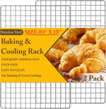 10" x 15" Heavy Duty Stainless Steel Wire Racks for Baking, Grilling, Roasting - Oven & Dishwasher Safe - Silver