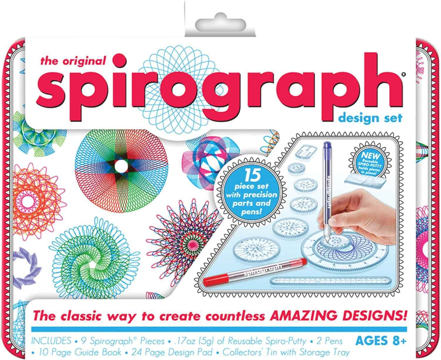 Spirograph Design Set Collectors Tin – Arts and Crafts, Kids Toys, Art Supplies, Craft Supplies, Drawing Kit, Spiral Art, Classic Gear Design Kit, Pens, Design Sheet Included, Ages 8 and Up