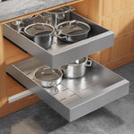 Expandable pull out cabinet organizer for framed cabinets with adjustable width