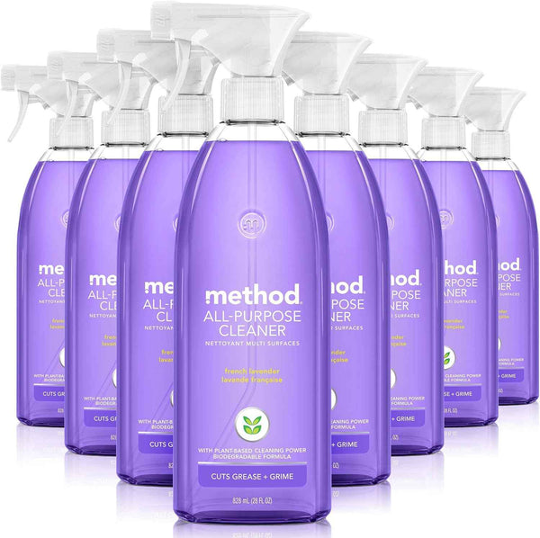 Method All-Purpose Cleaner Spray, French Lavender, Perfect for Most Counters, Tiles and More, 28 Fl Oz, (Pack of 4)
