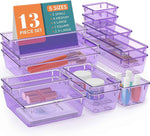 16 PCS Drawer Organizer Set, 5 Varied Size Bathroom and kitchen Drawer cabinet organizer Trays, Clear Storage Bins for Makeup, Jewelry, Utensils and Gadgets