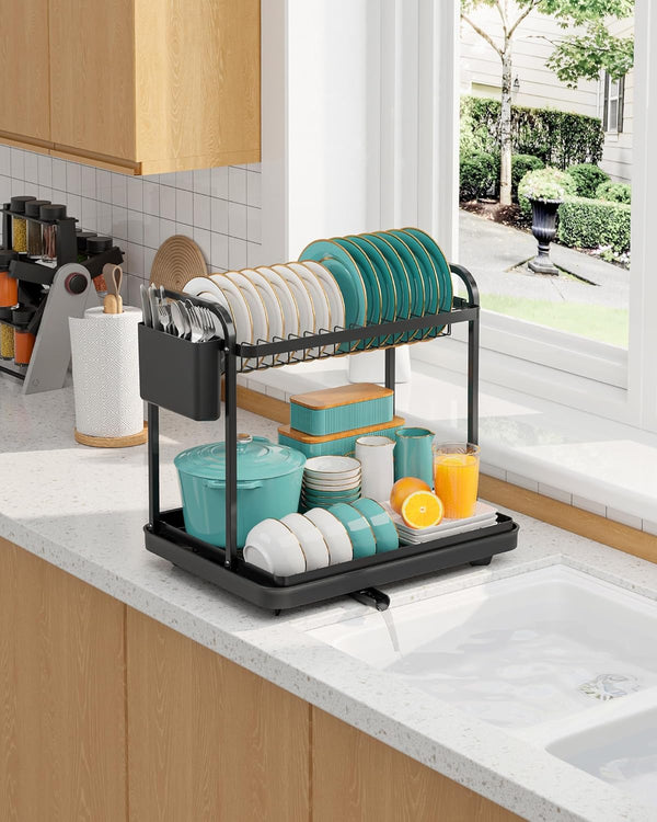 Sakugi 2-Tier Dish Drying Rack for Kitchen Counter Organization
