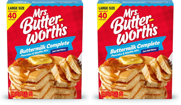 Mrs. Butterworth's Buttermilk Pancake and Waffle Mix, 32 oz, Complete Breakfast Solution, Easy to Make