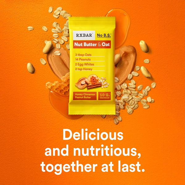 RXBAR Nut Butter and Oat Protein Bars, 12 Count, 23.2oz Box