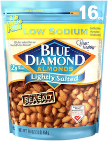 Blue Diamond Low Sodium Lightly Salted Snack Almonds 16 Oz Resealable Bags - Pack of 1