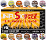InfuSio Flavored Coffee Pods Variety Pack, 96 Count, 12 Medium Roast Blends, Compatible with Keurig K-Cup 2.0 Brewers