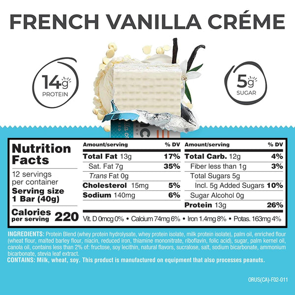 Power Crunch Protein Energy Wafer Bars, French Vanilla Creme, 1.4 Ounce, 12 Count
