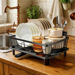 Stainless Steel Dish Drying Rack for Kitchen Counter with Removable Utensil Holder