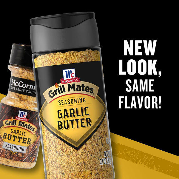 McCormick Grill Mates Garlic Butter Seasoning, 3.1 oz, Savory Grilling Blend for Beef, Chicken, Seafood, and Veggies